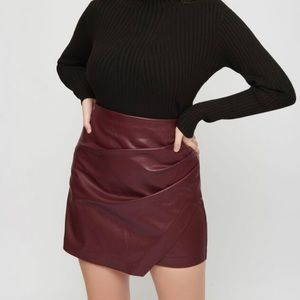 Calvin Ruched Faux Leather Skirt